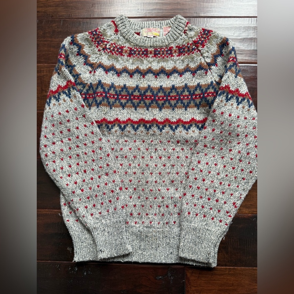 Vintage French Connection Fair Isle Wool Blend Knit Sweater